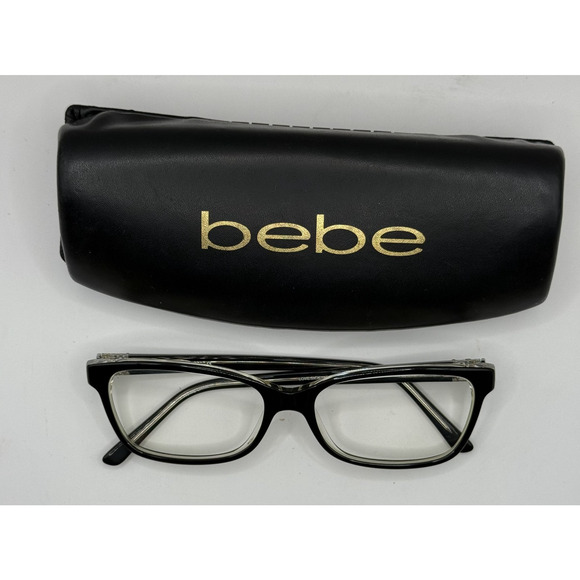 Bebe BB5085 038 Love Sick Jet Crystal Eyeglasses Black Clear Frame with Case - Picture 1 of 16
